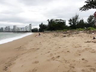 Honey Can I Cum On Your Breasts? - Public Knob Flashing On The Beach