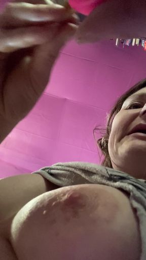 The Struggle to Orgasm Is Real for Hot Mature Brunette with Amazing Tits! New Batteries for the Win! Part 1 of 2