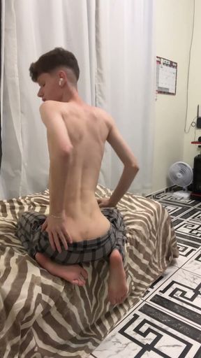Skinny blonde twink showing his naked body   Clip 2