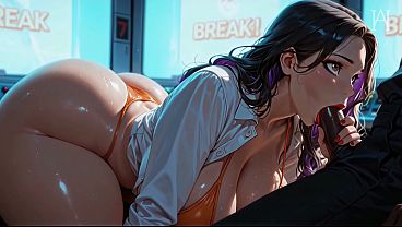 ATKINS ANIME HEAVEN - Arcade Attraction: Gorgeous MILF Sucks Massive Black Cock in the Game Room - [AI]