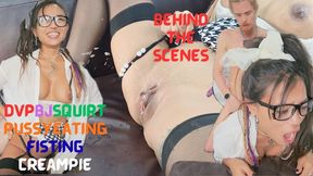 Japanese student got her wide pussy filled with cum after 13 squirts BTS