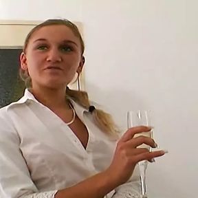 Slim looking German babe with blonde hair gets a fuck of her life