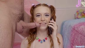 Sexy redhead petite girl cheating on her boyfriend with a big dick guy