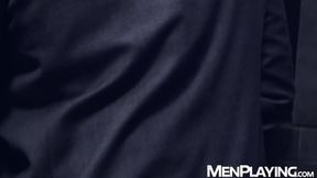 Latino Gabriel Lunna is spitroasted by Cristian Sam & Xavi Duran