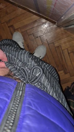 Big and thick Bulgarian dick gets hard and squirts a huge amount of cum in an old attic warehouse
