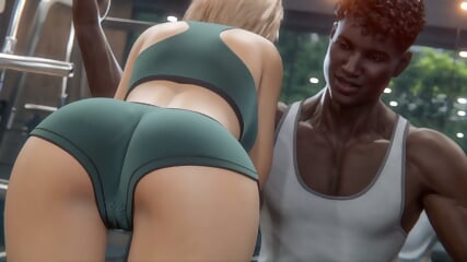 Married Cheating Wife in the GYM with BBC Trainer (3D Anime)