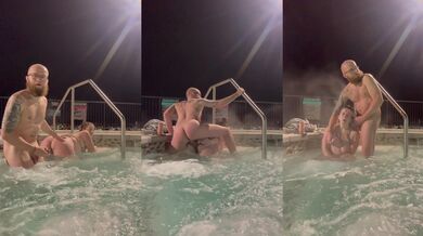 Public hot tub slut deepthroats and gets fucked raw