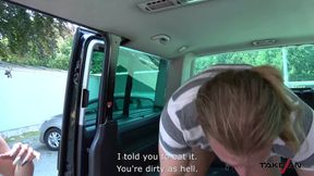 Blonde with big ass rides a shaft on the van backseat