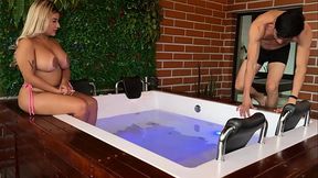 Latina with beautiful pink pussy ask the plumber to fuck her hard! Horny Blonde with fat ass gets fucked on a jacuzzi