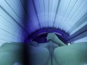 Muscled jock caught jerking off in my tanning bed