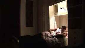 Nasty Milf spies her wanker boyfriend jerking off his cock and gets off