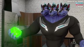 Cerberus Muscle and Hyper Magic Rock Growth Animated Choked Daddy