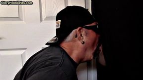 Cocksucking gloryhole DILF blows hard cock at his home