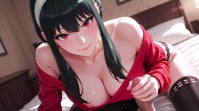 Red Sweater Girl with Big Tits and Fishnet Stockings Teases Wild Cock Play in Bedroom Porn