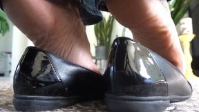 Tiny foot slave POV (black flats)!!