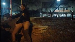 Girl Flashing Naked in the Street Fucking in Outdoor and Caught by the Police