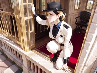 Leaning Against the Vintage Educate Door, That babe Runs Her Hand Down Sheer Nylons During the time that Gazing with a Cold yet Misty Look