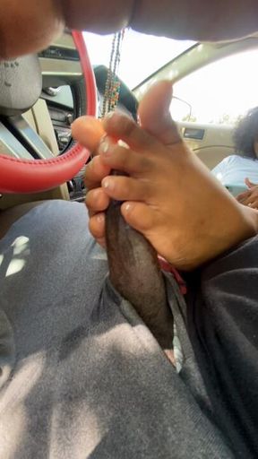 College baddie footjob handjob cumshot