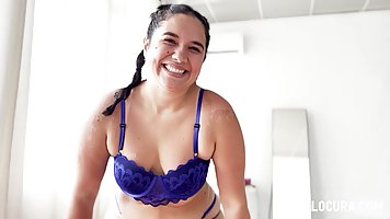 Plump slut with braids is riding a rock hard dick in the middle of the day