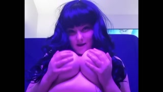 Goth girl playing with massive boobs compilation