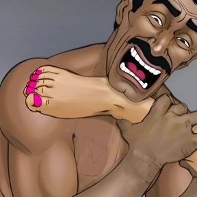 Innocence for Sale. Shoe Salesman Lick Smell Feet Shy Customer. Amazing Cartoon Ai