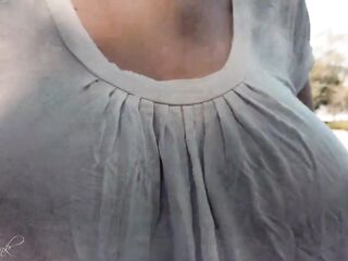 BOUNCING BREASTS IN SHIRT WHILST WALKING And Running 4 (BRALESS)