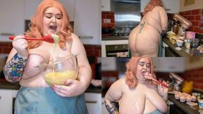 Naughty naked baking! BBW Daisy channels her inner naughty 50s housewife