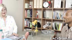 ”Doc GRANNY with big tits impaled deep on hard black meat”