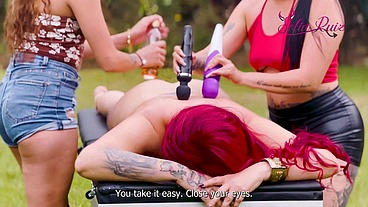 At work I have to give a client a massage but we got out of control, my boss and I ended up having a threesome with the client.