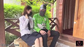 Student fucks rider outside in public
