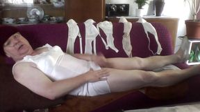 Andi Geil as a crossdresser while jerking off