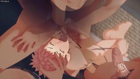Yuuji Itadori Gangbanged in Jujutsu Kaisen Yaoi orgy