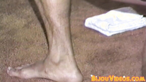 Kinky black hunk masturbates his hard meat in vintage solo
