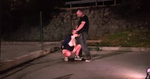 Kinky Mature Loves Play in Stockings with Strangers in Public