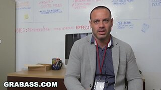 Office shenanigans: hunky boss teaches teamwork to employees