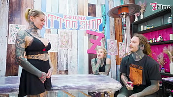 Big Dicks with Couple Inked Foursome Merry Gets Tatted