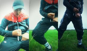 Pissing in me Nike trackies, spraying piss, drink it