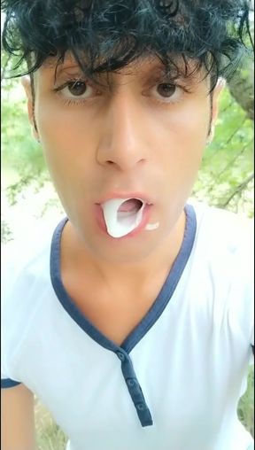 Twink Chews Cum Till Its Foam, Makes Cum Bubbles Then He Eats Own Cum Too