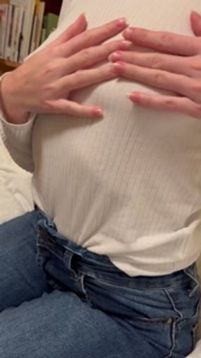 Hot teen showing small tits and playing with nipples