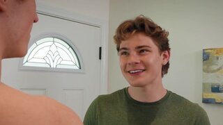 Tall lad meets the new neighbour and talks him into sex