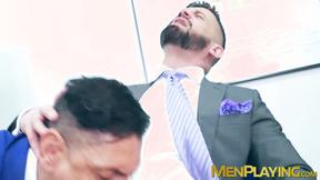 ”Wild flip flop fuck in the office by suited John Rodriguez & Justin Jett”