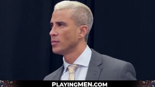 PlayingMen.com - Executive stud disciplines employee with big cock banging and rough