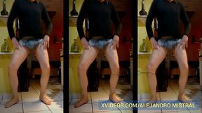 Mexicano aficionado mostrando la verga y las bolas por dentro de su ropa interior Alejandro Mistral