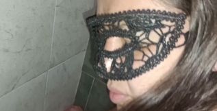 Sucking the Neighbor's Cock in the Bathtub