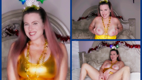 Happy New Years 2022! Gold Dress Flashing Tiara Masturbation and JOI