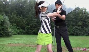 Little Japanese Teen seduce to Fuck by old Teacher at Golf Lesson
