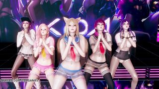 MMD Hello Venus -Wiggle Wiggle Striptease Ahri Akali Kaisa Evelynn Seraphine KDA