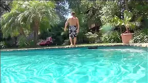 Dirty whore loves getting this horny dude hard outside the luxury villa