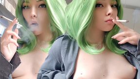 Cute Green Hair Egirl smoking for you (ask me for full vid)