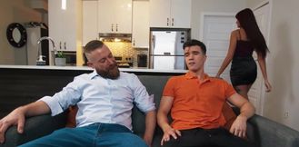 Orange get-up twink getting fucked in a sneaky way